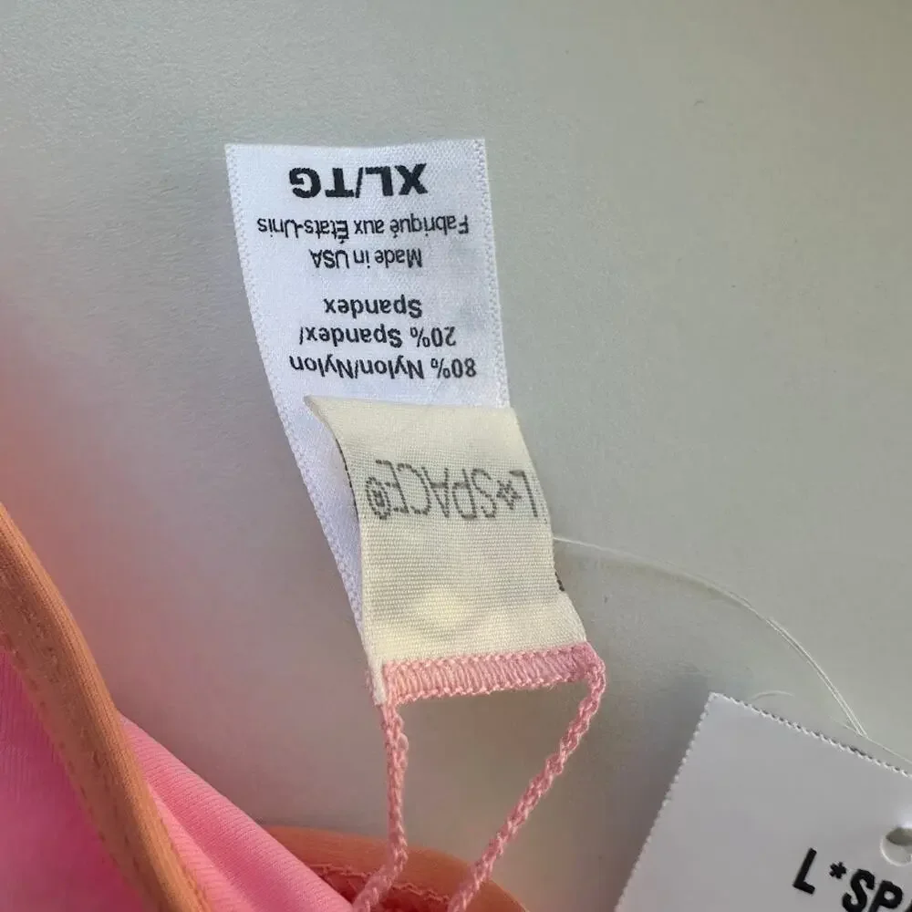 L*Space Pamela Racerback Bikini Top Crystal Pink XL NWT